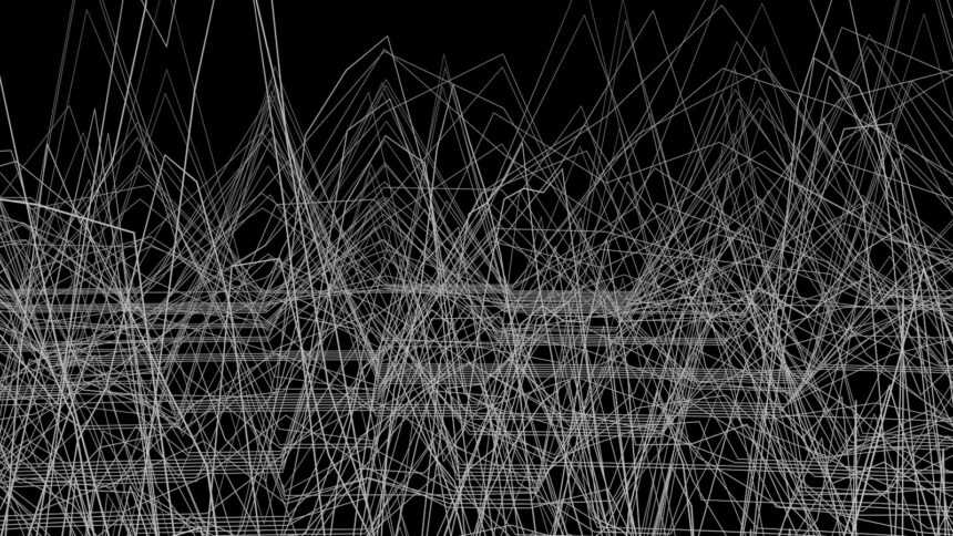 White lines crisscross against a black background.