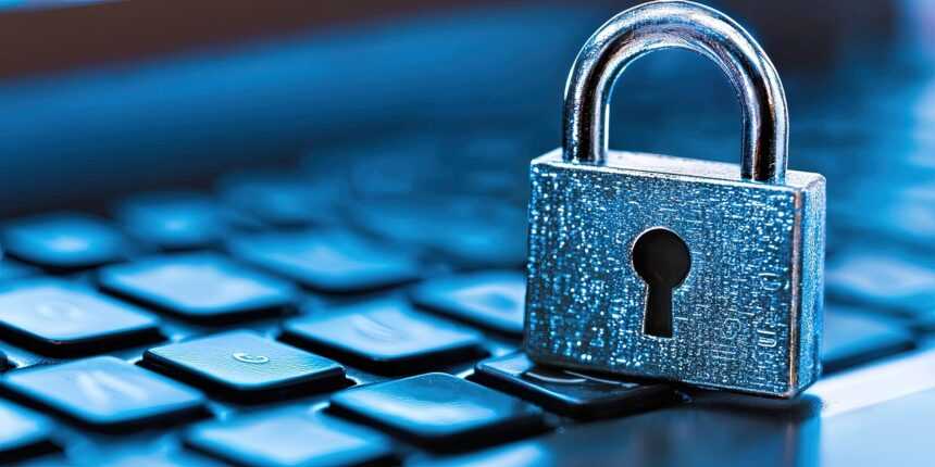 ai generated, lock, encryption, cybersecurity, security, laptop, computer, technology, business, data