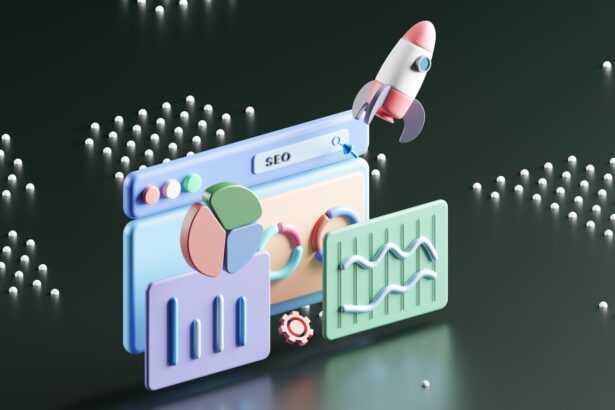 a computer screen with a rocket on top of it