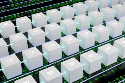 a large array of white cubes with numbers and symbols on them