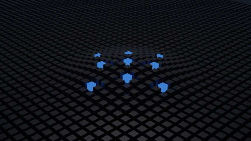 a group of blue arrows on a black background