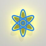 a yellow and blue logo on a white background