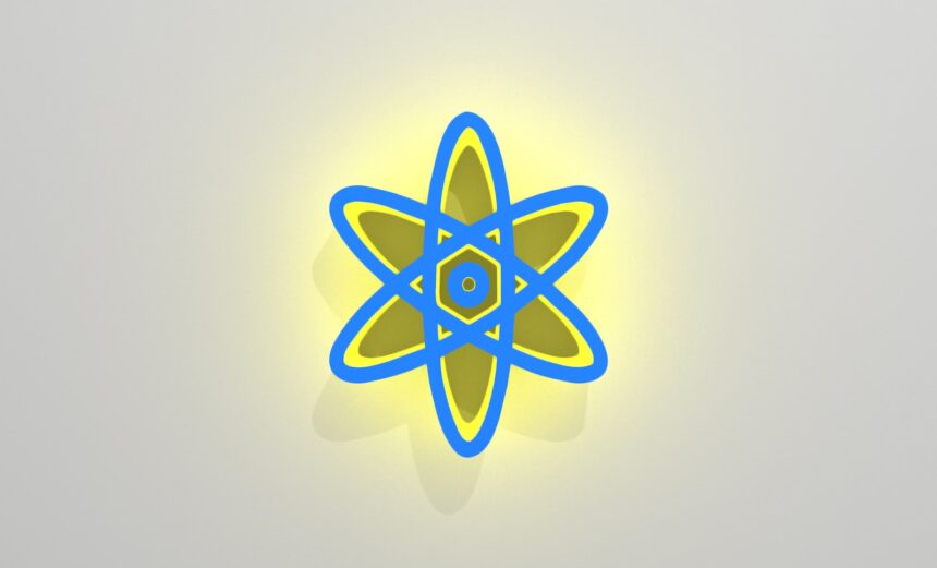 a yellow and blue logo on a white background