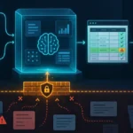Diagram showing untrusted crypto transaction notes separated from AI instructions and checked against a reporting baseline.
