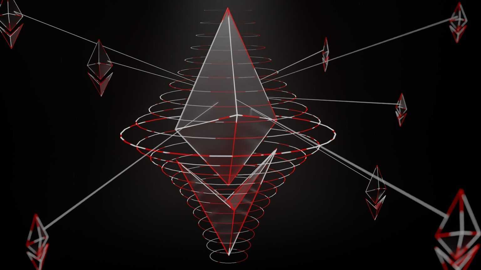 a black background with red and white lines