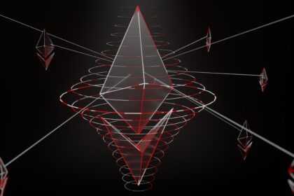 a black background with red and white lines