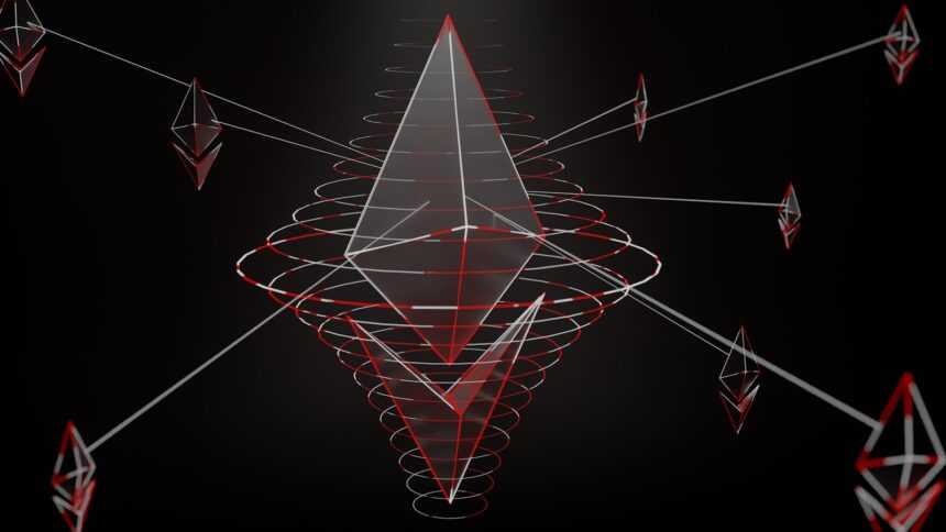 a black background with red and white lines