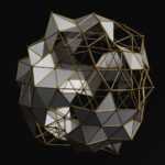 A black and white photo of a cube