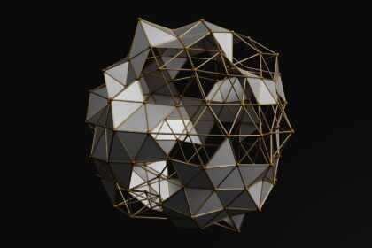 A black and white photo of a cube
