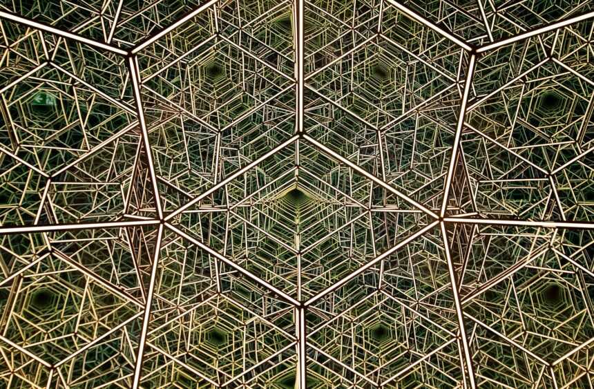 a close up view of a metal structure